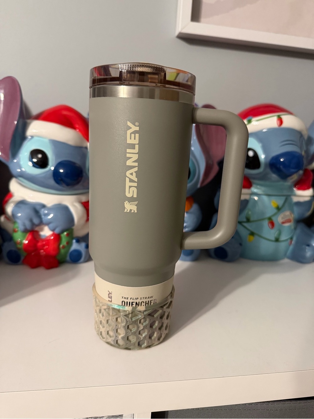 Stanley Gray Flip Top Insulated Tumbler, Comes with Gray Sparkle Boot Authentic
